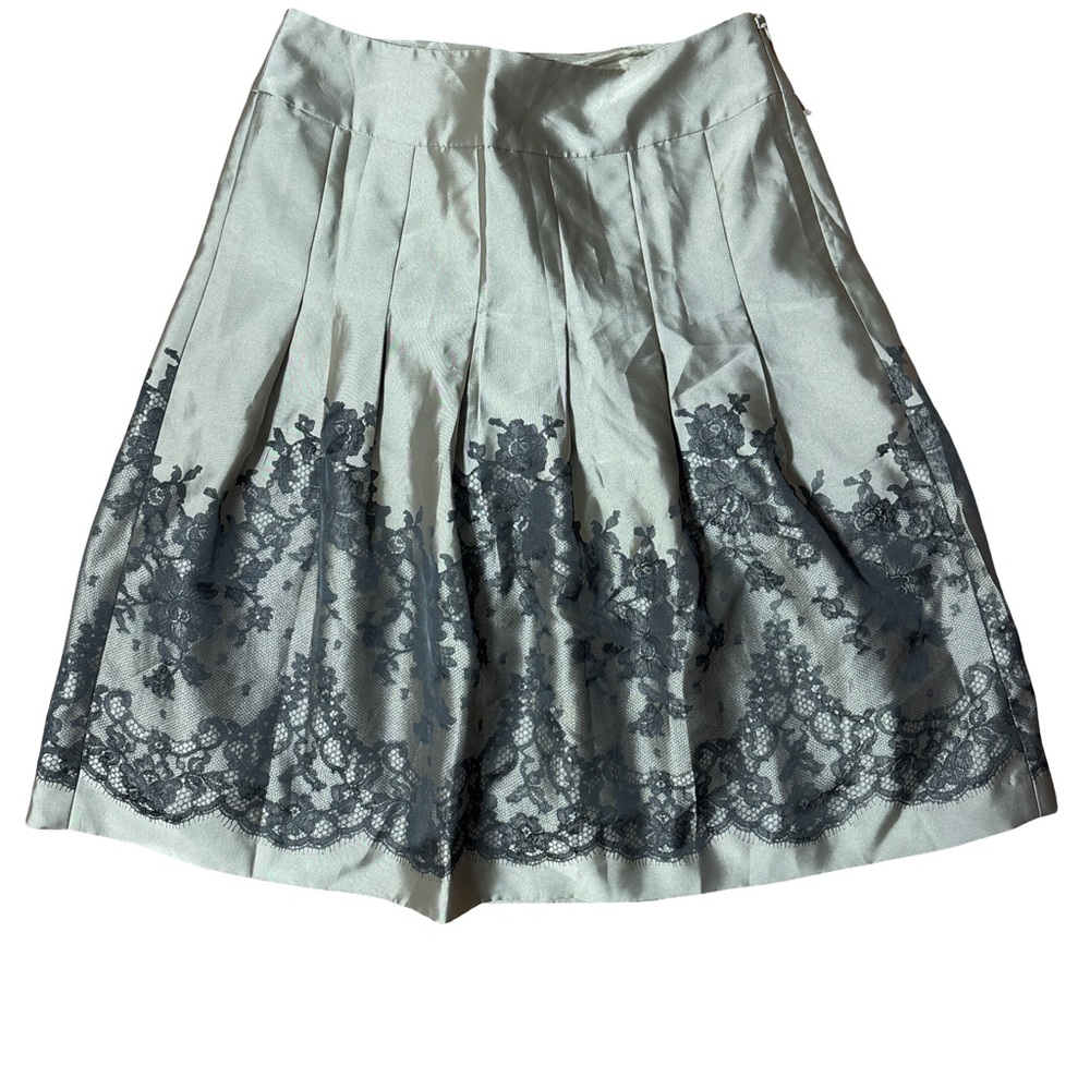 Ann Taylor Silver Black Lace A Line Skirt